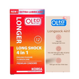 Hộp 12 Cái Bao Cao Su Kéo Dài Thời Gian Oleo Lampo LONG SHOCK 4 in 1  670991