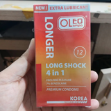 Bao Cao Su Oleo Lampo Longshock 4in1 Hộp 12 Cái - Gân Gai Mịn, Hương Bạc Hà, Kéo Dài Cuộc Yêu Đỉnh Cao
