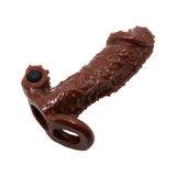 Bao Cao Su Đôn Gai Rung Brave Man – Silicon Da Nâu Siêu Mềm, Tăng Kích Thước 4cm, Dây Đeo Chống Tuột & Kéo Dài Thời Quan Hệ (Hộp 1 Cái + 1 Đạn Rung).