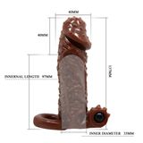 Bao Cao Su Đôn Gai Rung Brave Man – Silicon Da Nâu Siêu Mềm, Tăng Kích Thước 4cm, Dây Đeo Chống Tuột & Kéo Dài Thời Quan Hệ (Hộp 1 Cái + 1 Đạn Rung).