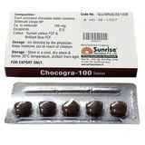 Viên Nhai Cường Dương Chocogra 100mg Ấn Độ Hương Chocolate – Hỗ Trợ Tăng Cường Sinh Lực (Vỉ 5 Viên)