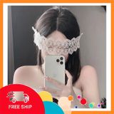 (Che Tên Khi Giao) Bịt Mắt Ren Họa Tiết Hoa Sexy Gợi Cảm Phối Đồ Cosplay Cá Tính - Màu Trắng - Snapshop