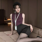 Đồ Cosplay Sexy Thư Ký Body Kèm Bảng Tên Quyến Rũ Ngọt Ngào Váy Công Sở Nữ Dáng Ôm Gợi Cảm Cuốn Hút - N319 Tím Đen