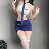 Cosplay Tiếp Viên Hàng Không Kèm Cà Vạt Siêu Xinh Gợi Cảm Set Police Thuỷ Thủ Ôm Body Quyến Rũ Ngọt Ngào - N325 Xanh