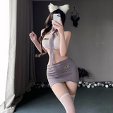 Cosplay Tiếp Viên Hàng Không Kèm Cà Vạt Siêu Xinh Gợi Cảm Set Police Thuỷ Thủ Ôm Body Quyến Rũ Ngọt Ngào - N325 Xám