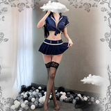 Cosplay Cảnh Sát Sexy Xẻ Ngực Gợi Cảm Áo Croptop Buộc Dây Váy Xòe Xếp Ly Nữ Police Dễ Thương - N703 