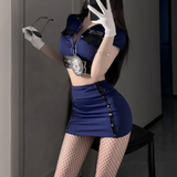 Cosplay Cảnh Sát Anime Ôm Body Tôn Dáng Gợi Cảm Hóa Trang Nữ Police Thanh Lịch Quyến Rũ - N705 Xanh