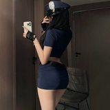 Cosplay Cảnh Sát Anime Ôm Body Tôn Dáng Gợi Cảm Hóa Trang Nữ Police Thanh Lịch Quyến Rũ - N705 Xanh