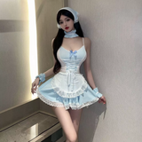 Cosplay Hầu Gái Xòe Dáng Tiểu Thư Sexy Dễ Thương Váy Ngủ Maid 2 Dây Phối Ren Nữ Giúp Việc Xinh Quyến Rũ - N874