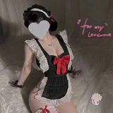 Bộ Cosplay Cô Hầu Gái Phối Nơ Đỏ Đáng Yêu Quyến Rũ Đồ - N877 Đen