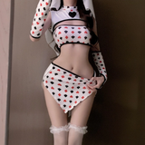 Đồ Cosplay Hầu Gái Hoạ Tiết Poker Trái Tim Dễ Thương Gợi Cảm Set Ngủ Maid Nữ Tu Kèm Phụ Kiện Đáng Yêu - N598