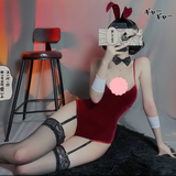 Cosplay Thỏ Ngọc Anime Nhung Dễ Thương Kèm Garter Nịt Tất Sexy Bodysuit Set Ngủ Liền Thân Có Đuôi Bonita Gợi Cảm - N737 Đỏ
