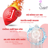 (Snapshop) Bao Cao Su Siêu Mỏng OLO 0.01 Red Nóng Ấm Chính Hãng