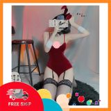 (Che Tên Khi Giao) Cosplay Thỏ Ngọc Anime Nhung Dễ Thương Kèm Garter Nịt Tất Sexy Bodysuit Set Ngủ Liền Thân Có Đuôi Bonita Gợi Cảm - N737 Đỏ Chuẩn Auth