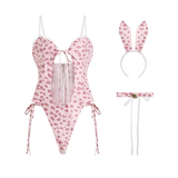 Bodysuit Thỏ Bông Hồng Hư Hỏng Dễ Thương Gợi Cảm Đồ Ngủ Liền Thân Hở Ngực Quyến Rũ Kèm Cài Tai Đáng Yêu - N337