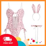 (Che Tên Khi Giao) Bodysuit Thỏ Bông Hồng Hư Hỏng Dễ Thương Gợi Cảm Đồ Ngủ Liền Thân Hở Ngực Quyến Rũ Kèm Cài Tai Đáng Yêu - N337 Bảo Mật Tuyệt Đối