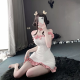 Cosplay Gấu Bông Anime Dáng Ôm Dễ Thương Thanh Lịch Đồ Ngủ Gợi Cảm Bé Cừu Trắng Kèm Phụ Kiện Cao Cấp - N894 Trắng