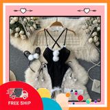 (Che Tên Khi Giao) Set Cosplay Thỏ Bông Trắng Sexy Gợi Cảm Bodysuit Đồ Ngủ Liền Thân Bunny Đen Xẻ Đáy Bonita Quyến Rũ - N333 Chuẩn Auth