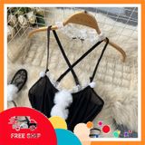 (Che Tên Khi Giao) Set Cosplay Thỏ Bông Trắng Sexy Gợi Cảm Bodysuit Đồ Ngủ Liền Thân Bunny Đen Xẻ Đáy Bonita Quyến Rũ - N333 Chuẩn Auth