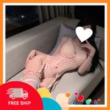 (Che Tên Khi Giao) Set Đồ Lót Nữ Có Gọng Ren Trái Tim Đáng Yêu Gợi Cảm Áo Corset Kèm Đai Garter Nịt Tất Vớ Xinh Quyến Rũ - N824 Nude Hộp Trắng Kín