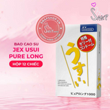 (Snapshop) Bao cao su JEX Usui Pure Long - Siêu mỏng, gân nổi, nhiều gel bôi trơn - Hộp 12 cái Chính Hãng