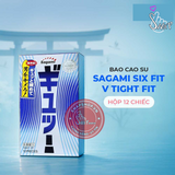 (Snapshop) Bao cao su Sagami Six Fit V Tight Fit - Thiết kế 6 lần lượn sóng, siêu mỏng - Hộp 12 cái Chính Hãng