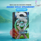 (Snapshop) Bao cao su Sagami Xtreme Amino Gold Spearmint - Siêu mỏng, mát lạnh, hương bạc hà - Hộp 10 cái Chính Hãng