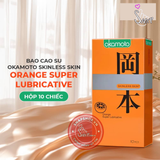 (Snapshop) Bao cao su Okamoto Skinless Skin Orange Super Lubricative - Hương cam - Hộp 10 cái Chính Hãng