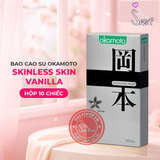(Snapshop) Bao cao su Okamoto Skinless Skin Vanilla - Hương vani, mềm mại - Hộp 10 cái Chính Hãng