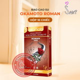 (Snapshop) Bao cao su Okamoto Roman - Vân hoa hồng, ôm khít - Hộp 10 cái Chính Hãng