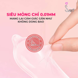 (Snapshop) Bao cao su Okamoto 0.01 PU - Siêu mỏng tàng hình, truyền nhiệt chân thật - Hộp 4 cái Chính Hãng