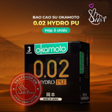 (Snapshop) Bao cao su Okamoto 0.02 Hydro PU - Siêu mỏng, truyền nhiệt nhanh - Hộp 3 cái Chính Hãng