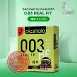 (Snapshop) Bao cao su Okamoto 0.03 Real Fit - Siêu mỏng, co rút ôm sát - Hộp 3 cái Chính Hãng