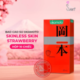 (Snapshop) Bao cao su Okamoto Skinless Skin Strawberry - Hương dâu, mềm mại - Hộp 10 cái Chính Hãng