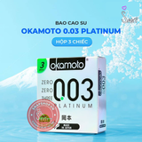 (Snapshop) Bao cao su Okamoto 0.03 Platinum - Siêu mỏng, không mùi - Hộp 3 cái Chính Hãng
