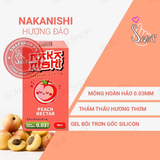 (Snapshop) Bao cao su Nakanishi - Siêu mỏng 0.03mm - Hương đào - Hộp 4 cái Chính Hãng