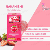 (Snapshop) Bao cao su Nakanishi - Siêu mỏng 0.03mm - Hương dâu - Hộp 4 cái Chính Hãng