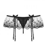 Quần Lót Ren Kèm Đai Garter Nịt Vớ Xinh Đáng Yêu Set lingerie Đồ Lót Nơ Kẹp Tất Đáng Yêu Quyến Rũ - T818 - Đen Không Vớ