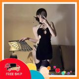 (Che Tên Khi Giao) Váy Sườn Xám Nhung Xẻ Tà 2 Bên Quyến Rũ Thanh Lịch Đồ cosplay Cổ Trang Cột Dây Lưng Đen Gợi Cảm Tinh Tế - N784 - Snapshop