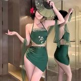 Đồ Cosplay Cổ Trang Trung Quốc Thêu Hoa Gợi Cảm Cao Cấp Set Ngủ Yếm Hán Phục Hở Lưng Quyến Rũ Thanh Lịch - N793