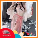 (Che Tên Khi Giao) Đồ Ngủ Sexy Phong Cách Hanfu Gợi Cảm Cao Cấp Trang Phục Cổ Trang Voan Xuyên Thấu Quyến Rũ / Chụp Ảnh Cosplay - N789 Hồng Nhạt - Snapshop