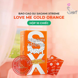 (Snapshop) Bao cao su Sagami Xtreme Love Me Gold Orange - Siêu mỏng, nhiều gel bôi trơn - Hộp 10 cái Chính Hãng