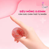 (Snapshop) Bao cao su Okamoto 0.03 Hyaluronic Acid - Siêu mỏng, bôi trơn dưỡng ẩm - Hộp 3 cái Chính Hãng