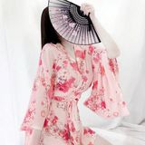Áo Choàng Ngủ Kimono Hoa Anh Đào Sexy Gợi Cảm Áo Khoác Nữ Ngoài Cosplay Cổ Trang Nhật Bản Quyến Rũ - N742