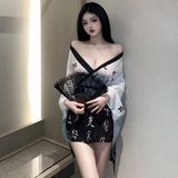 Áo Choàng Ngủ Kimono Nhật Bản Anime Xuyên Thấu Sexy Gợi Cảm Áo Khoác Dài Tay Cosplay Cổ Trang Hanfu Cao Cấp - N744