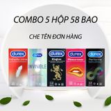 Bao cao su Durex Siêu Sale COMBO 5 Hộp đủ mẫu mã (mỏng, gai, size nhỏ, lâu ra, ôm sat, mỏng siêu trơn)