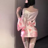 Đồ Ngủ Kimono Nhật Bản Xẻ Ngực Gợi Cảm Sang Trọng Quyến Rũ - N841 Hồng