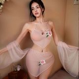 Bộ Đồ Lót Yếm Đào Kèm Khăn Choàng Gợi Cảm Cosplay Cổ Trang Hanfu Cổ Xưa Quyến Rũ - N884 Hồng