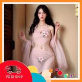 (Che Tên Khi Giao) Bộ Đồ Lót Yếm Đào Kèm Khăn Choàng Gợi Cảm Cosplay Cổ Trang Hanfu Cổ Xưa Quyến Rũ - N884 Hồng Hộp Trắng Kín