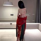 Đồ Cosplay Cổ Trang Trung Hoa Họa Tiết Hoa Cao Cấp Set Hán Phục Áo Yếm Kèm Khăn Choàng Tặng Chip Lọt Khe Gợi Cảm - N794